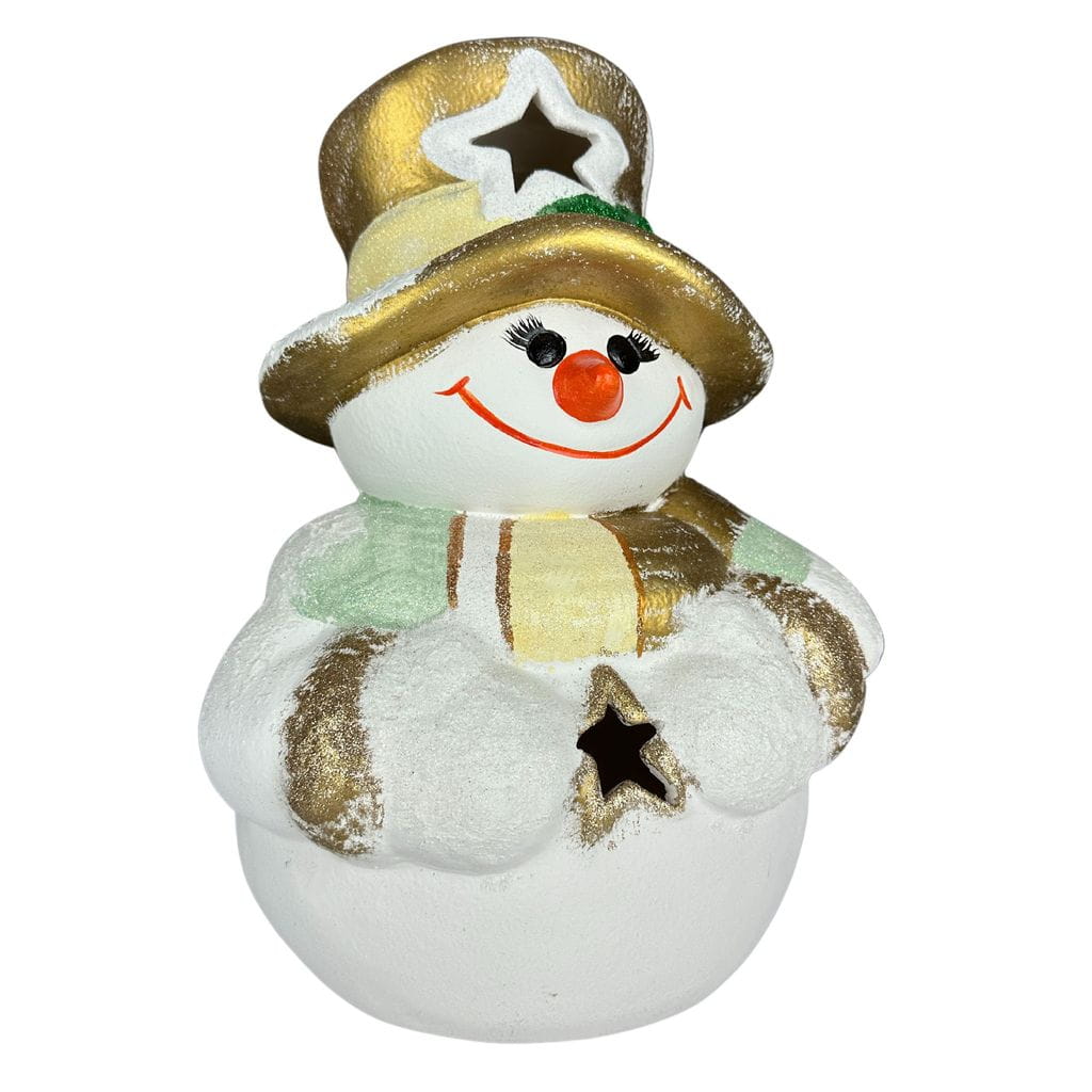 Christmas Snowman in Golden Top Hat – Decorative Lantern