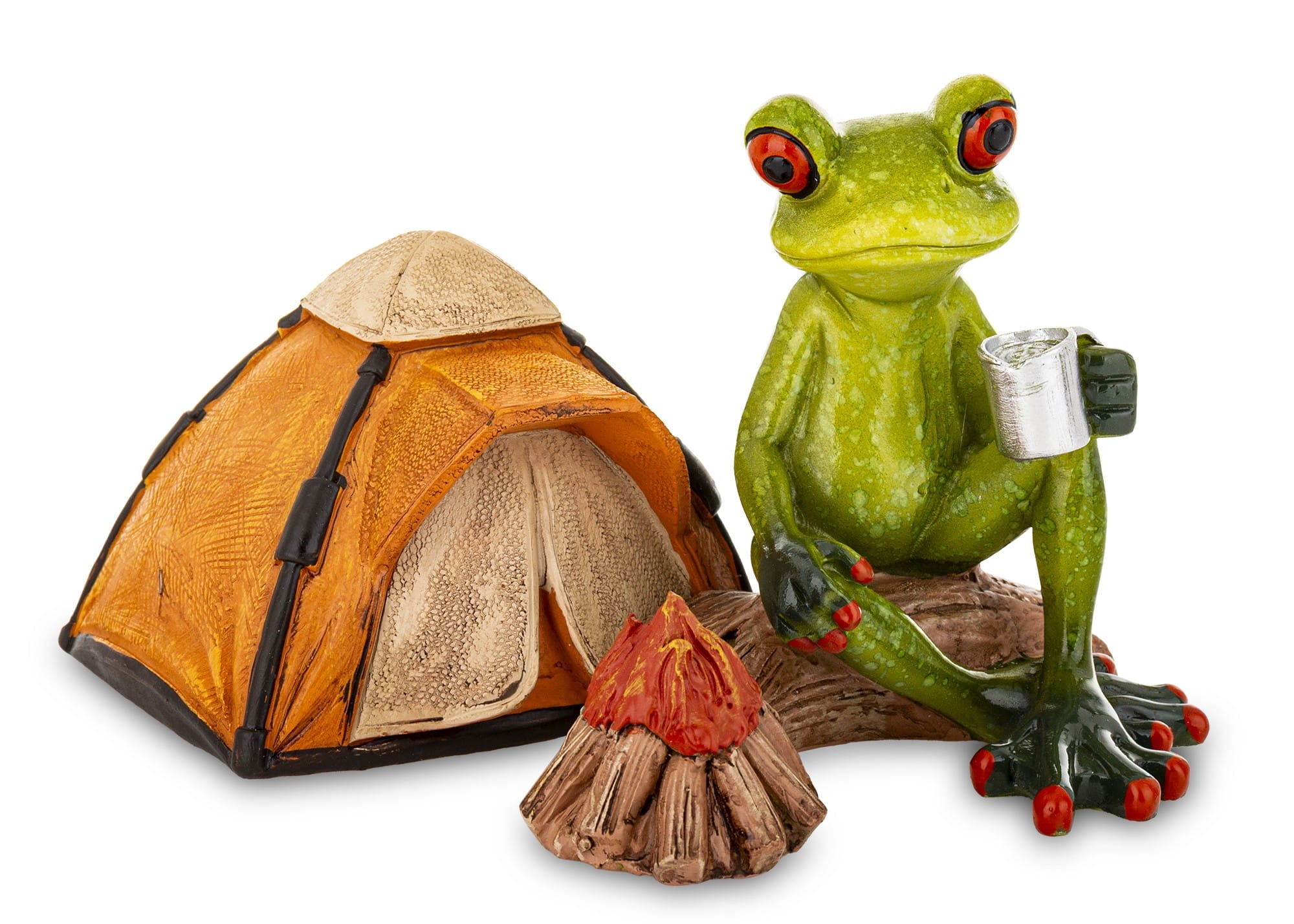 Camping Frog with Tent and Bonfire – Outdoor Figurine Set