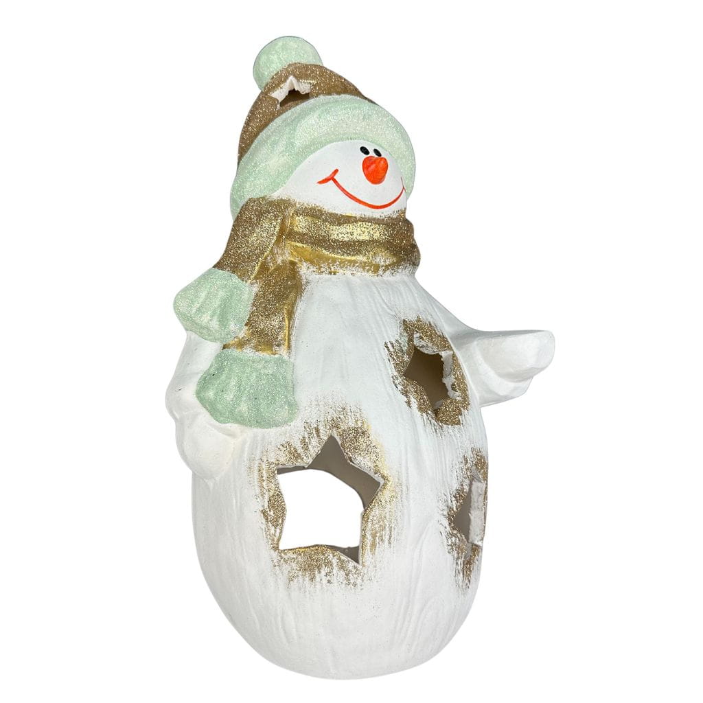 Snowman with Stars – Christmas Ceramic Lantern