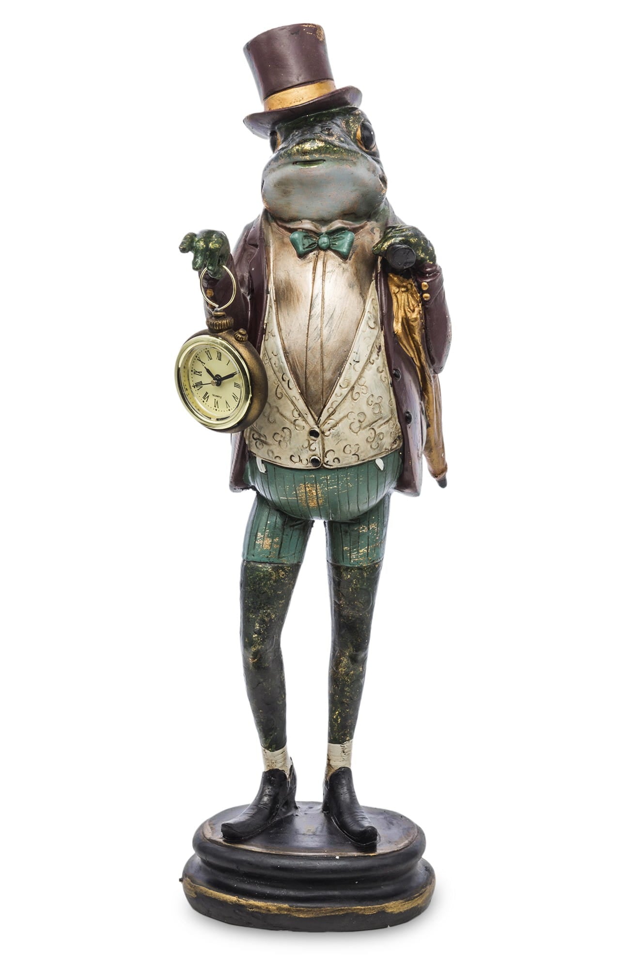 Gentleman Frog with Pocket Watch – Victorian Figurine with Clock