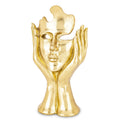 Golden Face in Hands – Designer Artistic Sculpture