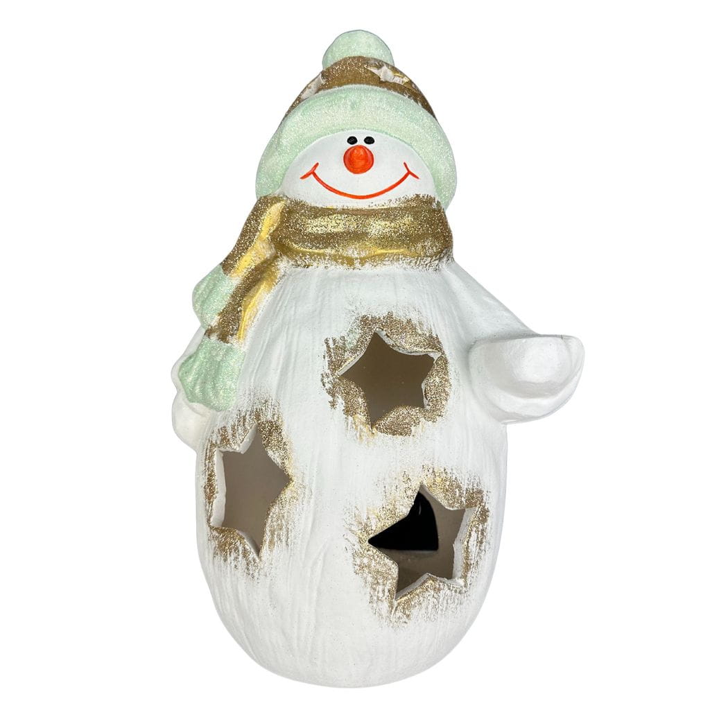 Snowman with Stars – Christmas Ceramic Lantern
