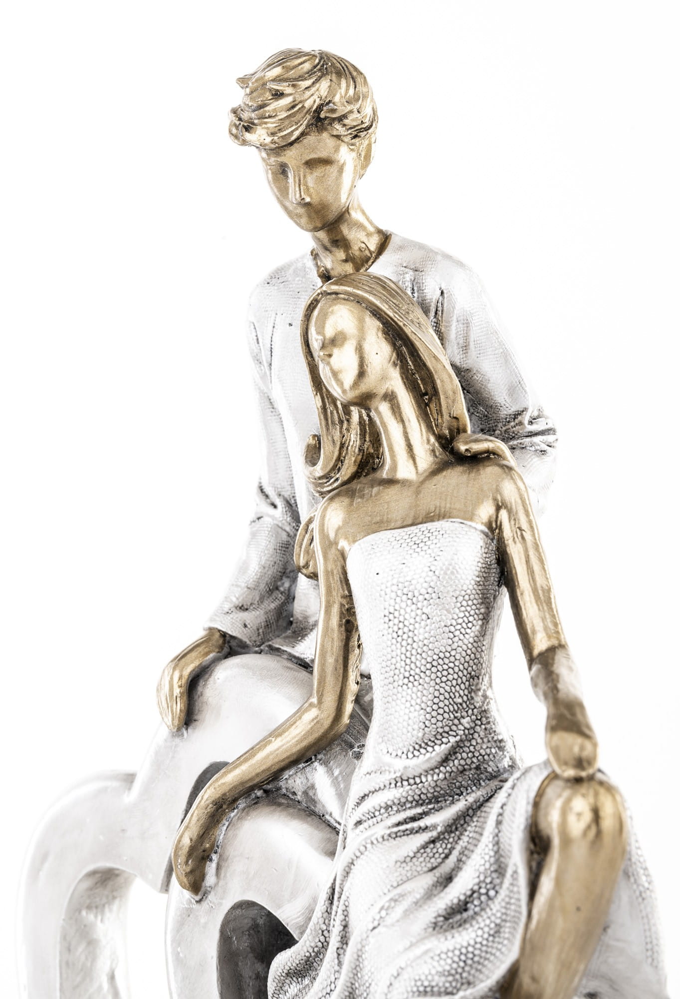 Lovers on a Heart – Silver and Gold Designer Sculpture