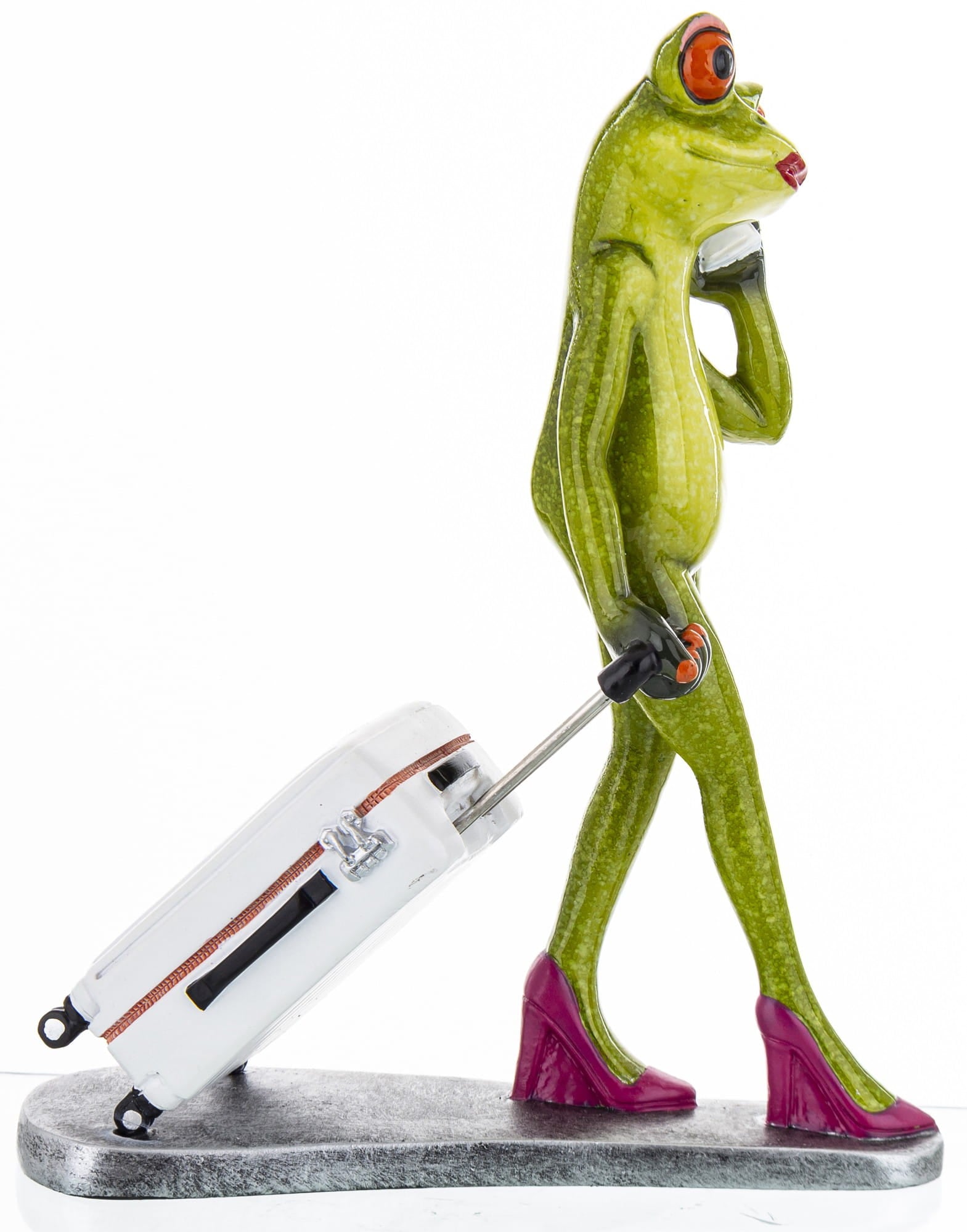Travelling Frog with Suitcase and Phone – Businesswoman Figurine