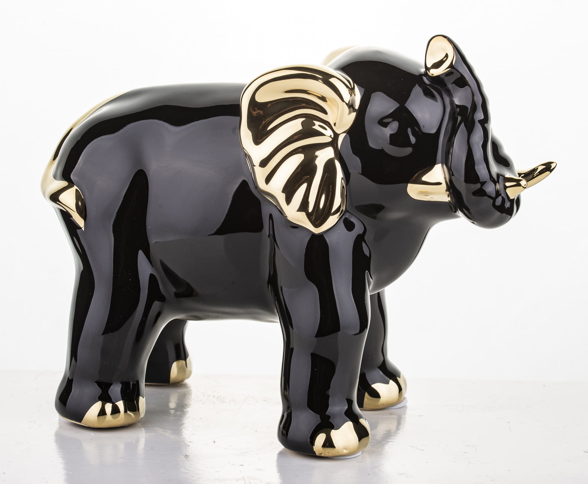 Black and Gold Elephant – Glamour Ceramic Figurine
