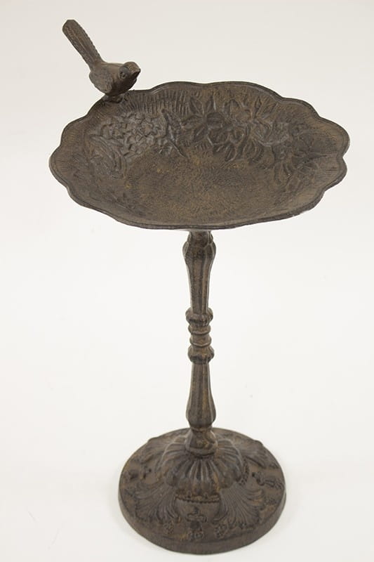 Cast Iron Bird Bath with Bird – Vintage Standing Birdbath